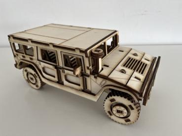 Hummer (HUMVEE) as 3D large wood model - side view